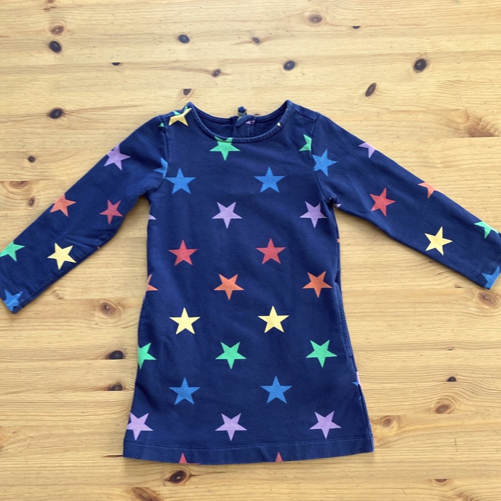 Primary Navy Rainbow Stars Dress with Pockets